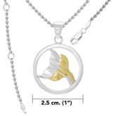 Double Whale Tail Sterling Silver with Gold Accent Pendant and Chain Set MSE974 - DiveSilver Jewelry